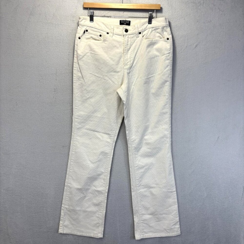 Vintage Polo Jeans Co Ralph Lauren White Corduroy Pants‎ Womens 12 High Rise Y2K